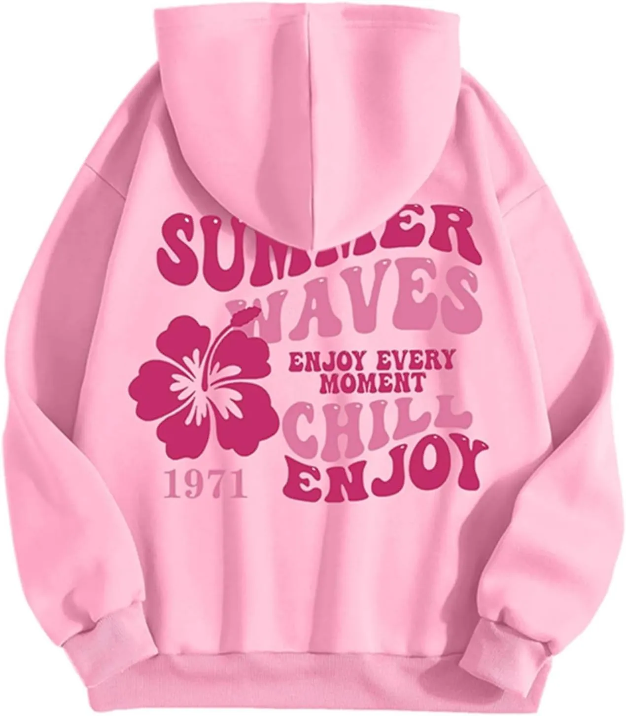 Pink Palm Puff Hoodie Sweatshirt for Women Oversized Graphic Hoodies Hooded Neck Pullover Sweater Fall Outfits 2024