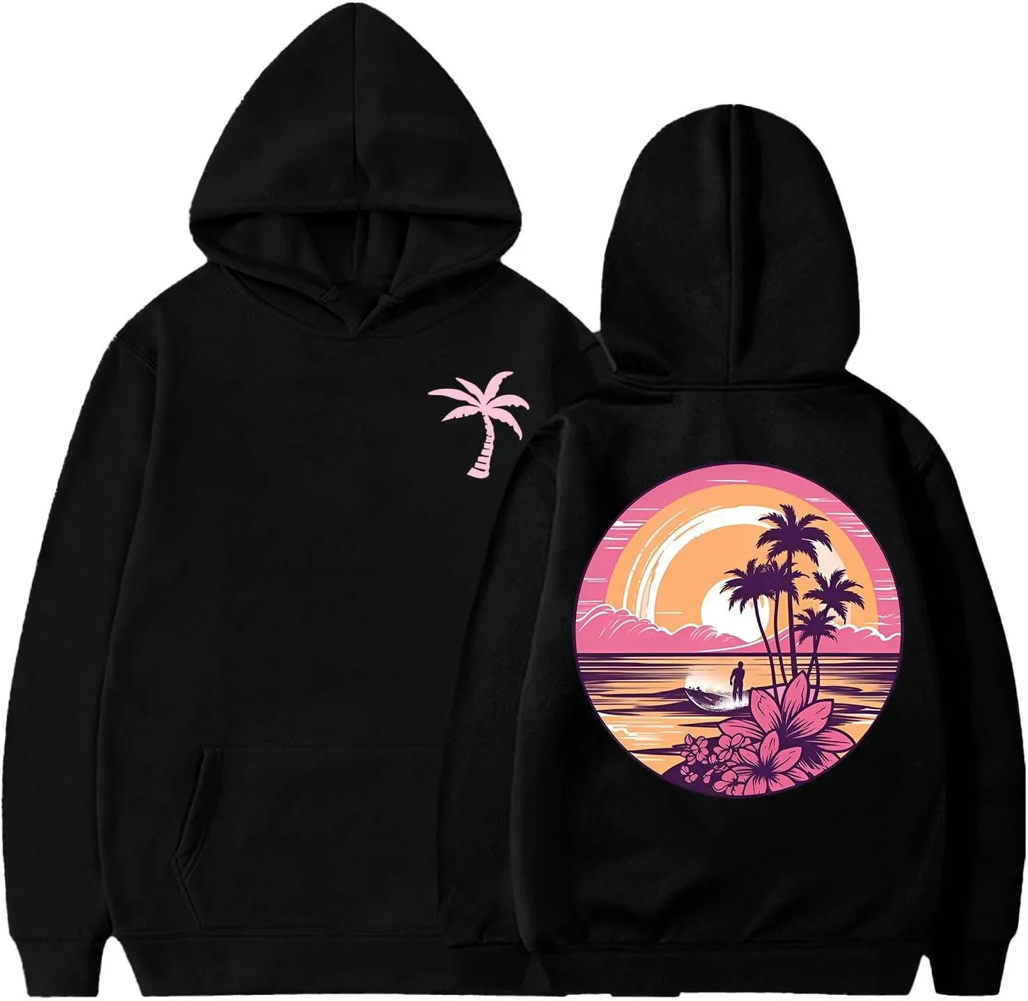 Pink Pom Puff Hoodies For Kids Meet Me At The Ocean Cute Preppy Sweatshirt Teen Girls Oversized Y2K Casual Pullover
