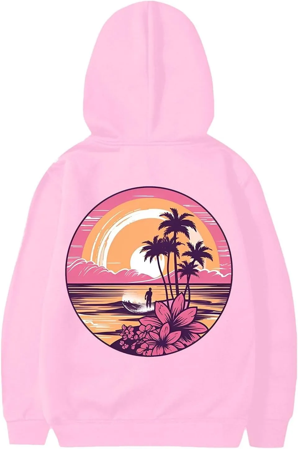 Pink Pom Puff Hoodies For Kids Meet Me At The Ocean Cute Preppy Sweatshirt Teen Girls Oversized Y2K Casual Pullover