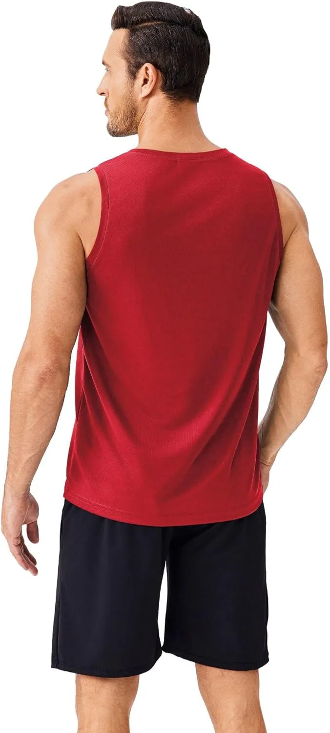 PINSPARK Men's 3 Pack Workout Tank Tops Quick Dry Sleeveless Muscle Tee Gym Bodybuilding Fitness Shirts for Men