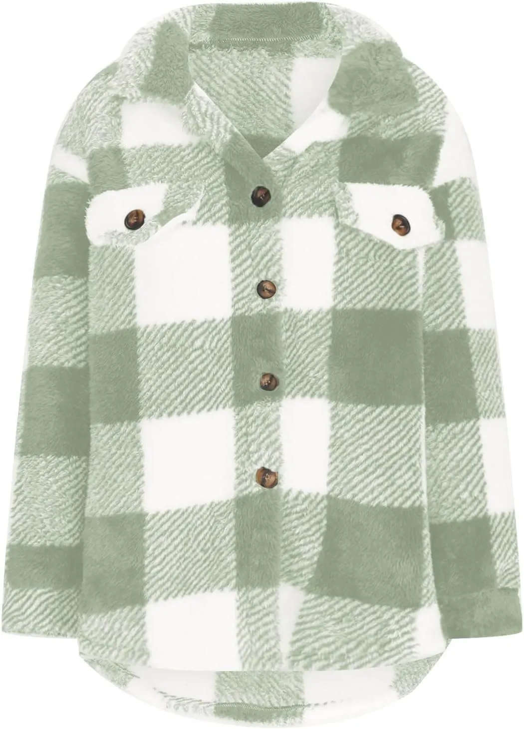 Plaid Fleece Shacket Jacket Womens Oversized Flannel Button Fall Hoodie Jackets With Pockets Warm Winter Coats