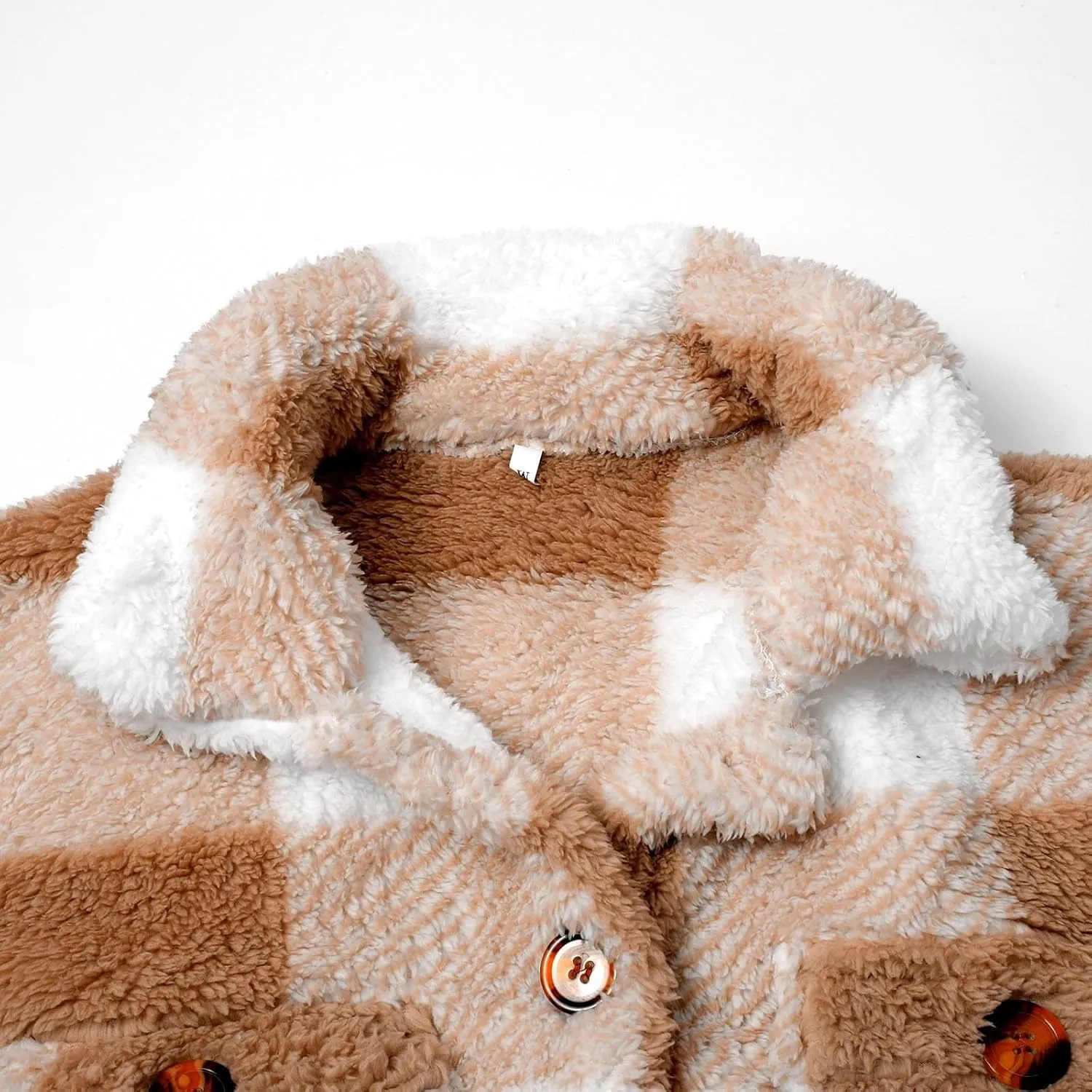 Plaid Fleece Shacket Jacket Womens Oversized Flannel Button Fall Hoodie Jackets With Pockets Warm Winter Coats
