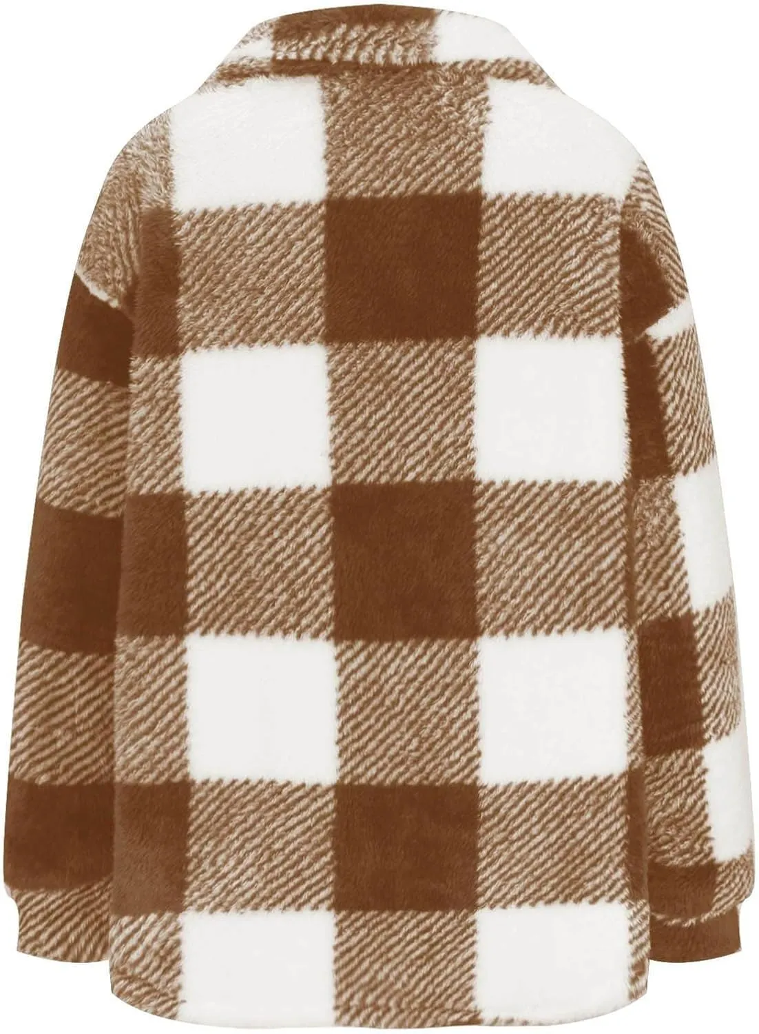 Plaid Fleece Shacket Jacket Womens Oversized Flannel Button Fall Hoodie Jackets With Pockets Warm Winter Coats