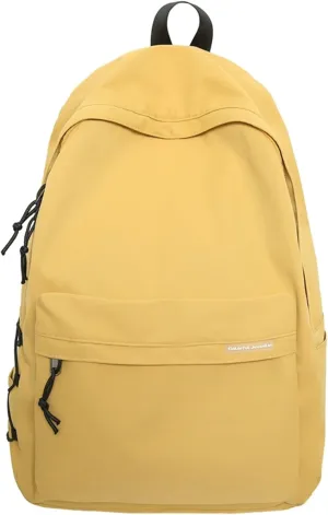 Plain Backpack Casual Bookbags Lightweight Laptop Bag Outing Travel Daypacks (Yellow)