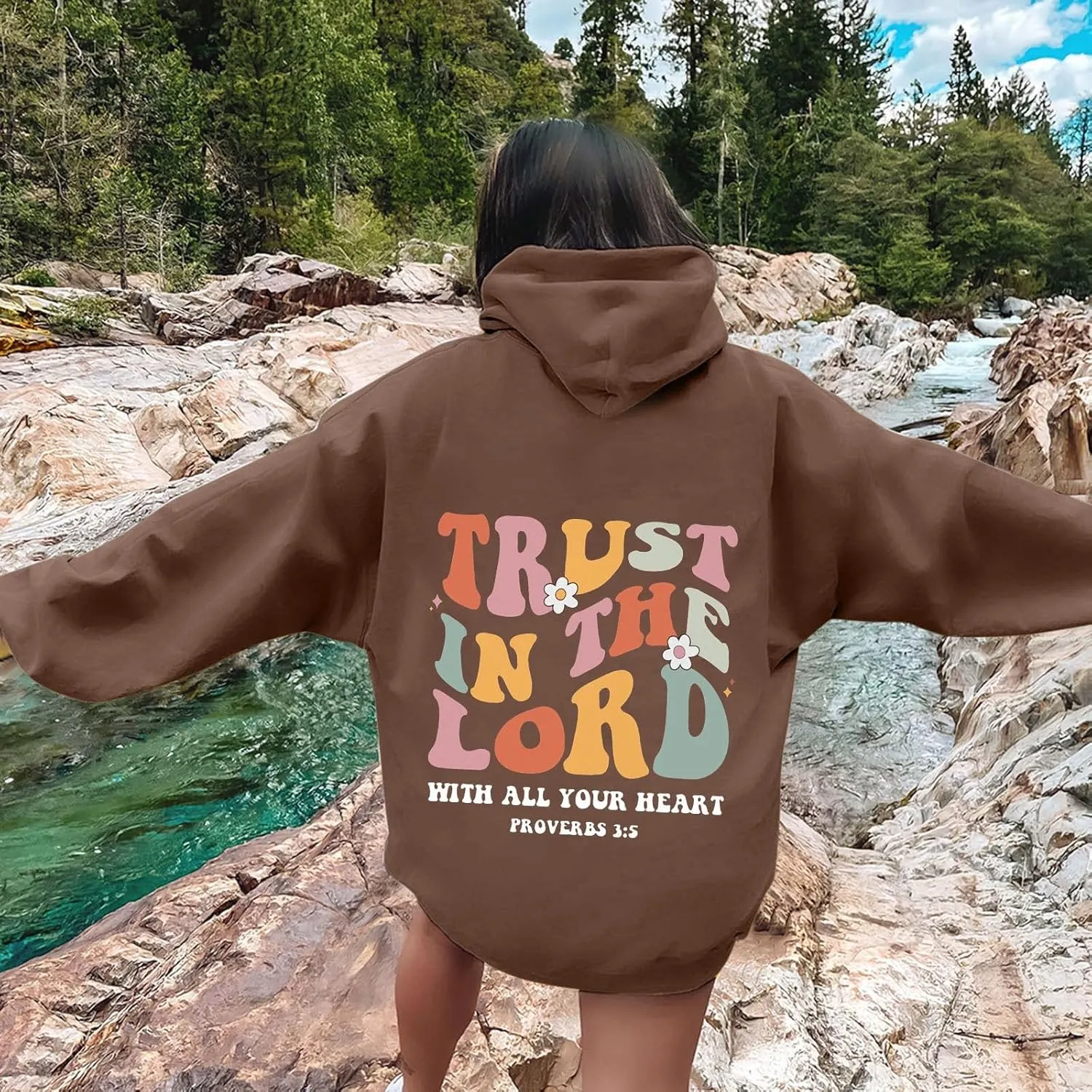 Preppy Graphic Hoodies for Teen Girls Pink Palm Puff hoodie 2024 Fall Fashion Long Sleeve Sweatshirts with Pockets