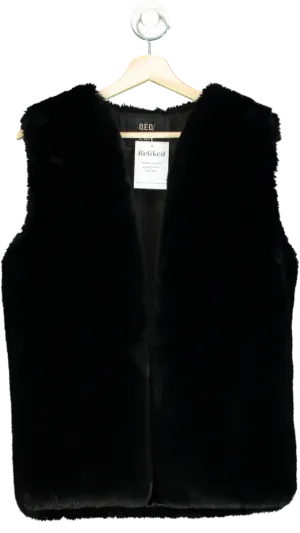 QED Black Faux Fur Gilet UK S