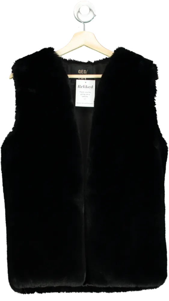 QED Black Faux Fur Gilet UK S