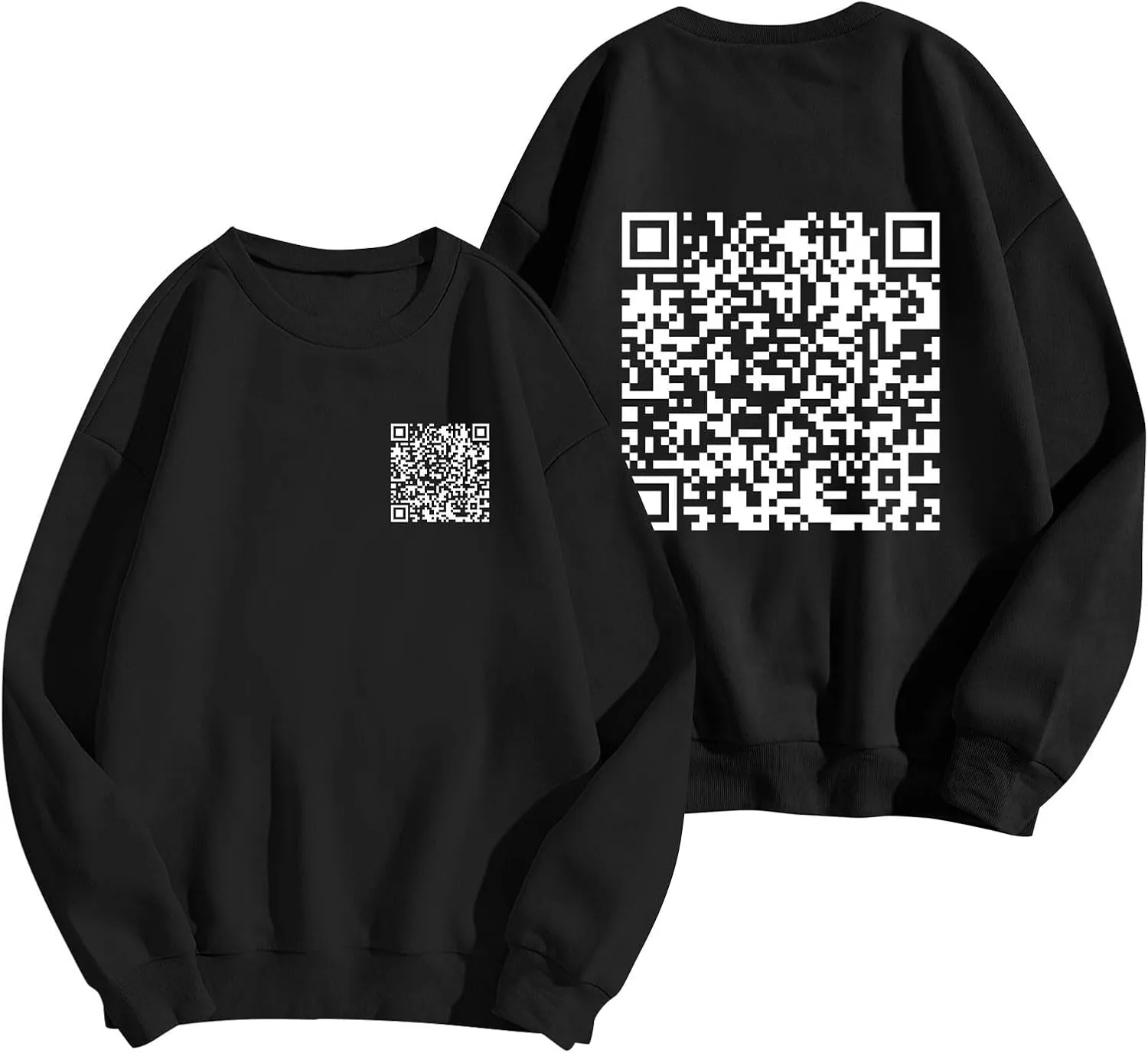 Qr Code Hoodie for Men Women Funny Fuck You Qr Code Graphic Drawstring Trendy Oversized Sweatshirt Pullover