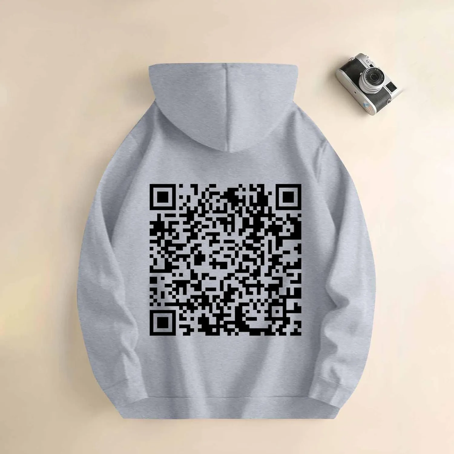 Qr Code Hoodie for Men Women Funny Fuck You Qr Code Graphic Drawstring Trendy Oversized Sweatshirt Pullover