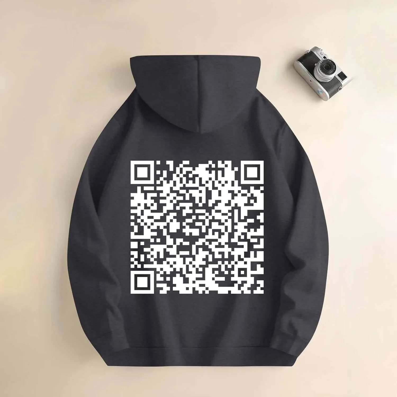 Qr Code Hoodie for Men Women Funny Fuck You Qr Code Graphic Drawstring Trendy Oversized Sweatshirt Pullover
