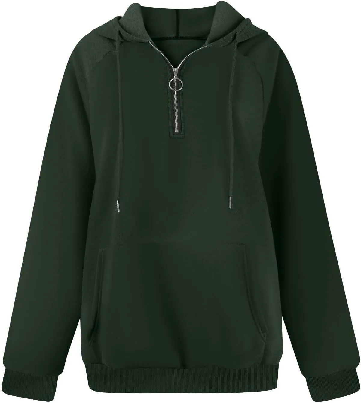 Quarter Zip Pullover Women,2024 Fall Casual Loose Oversized Hoodies Plain Long Sleeve Shirts With Kangaroo Pockets