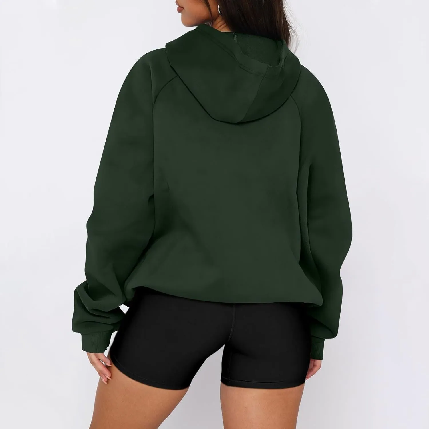 Quarter Zip Pullover Women,2024 Fall Casual Loose Oversized Hoodies Plain Long Sleeve Shirts With Kangaroo Pockets
