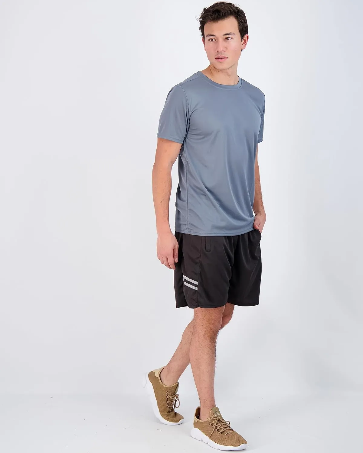 Real Essentials 5 Pack Mens Active Quick Dry Mesh Crew Neck T Shirts | Athletic Short Sleeve Tee (Available in Big & Tall)