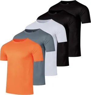 Real Essentials 5 Pack Mens Active Quick Dry Mesh Crew Neck T Shirts | Athletic Short Sleeve Tee (Available in Big & Tall)