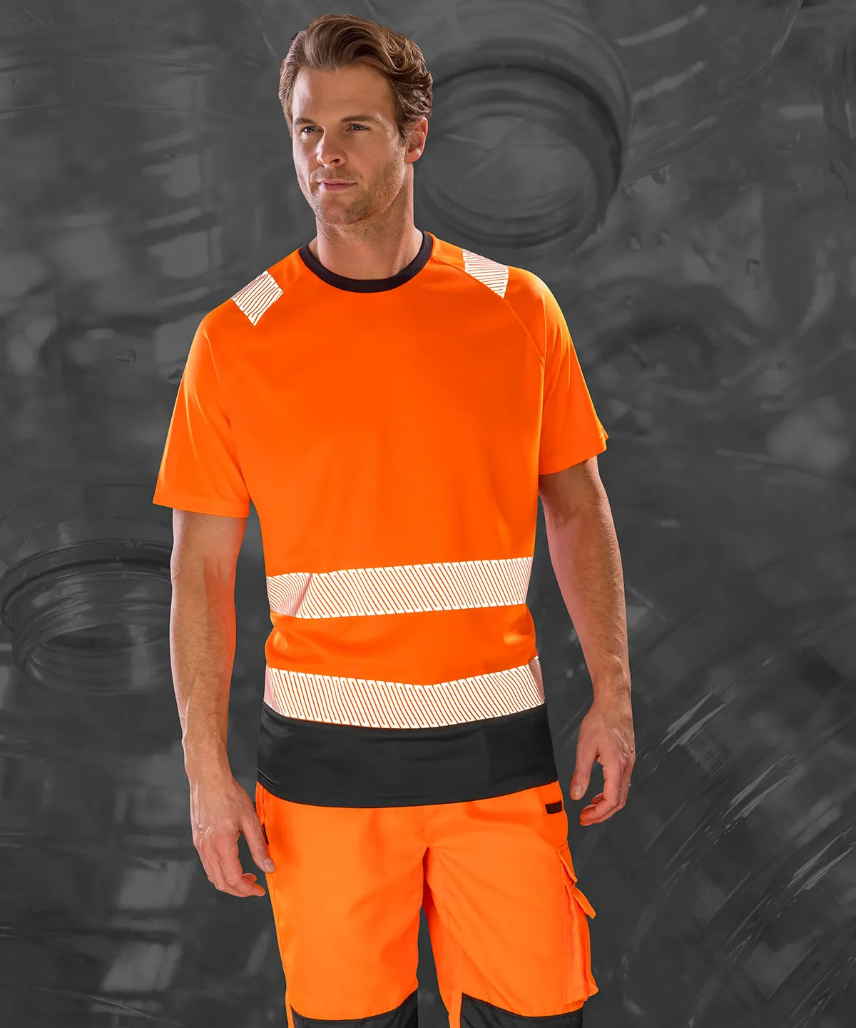 Recycled safety t-shirt | Fluorescent Yellow/Black