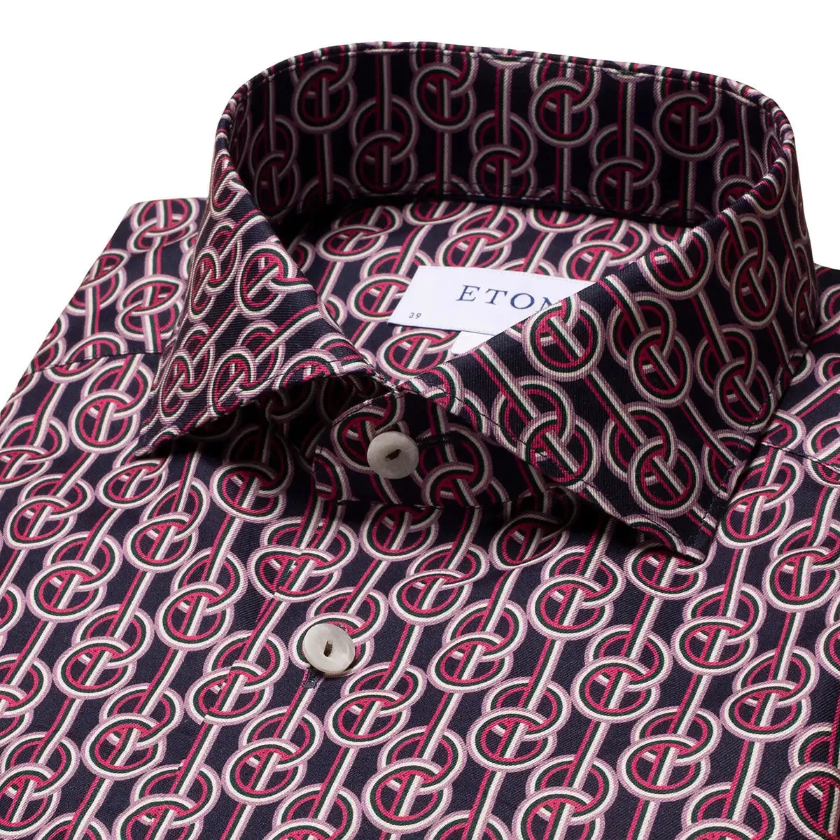 Red & Navy Chain-link Contemporary Fit Shirt