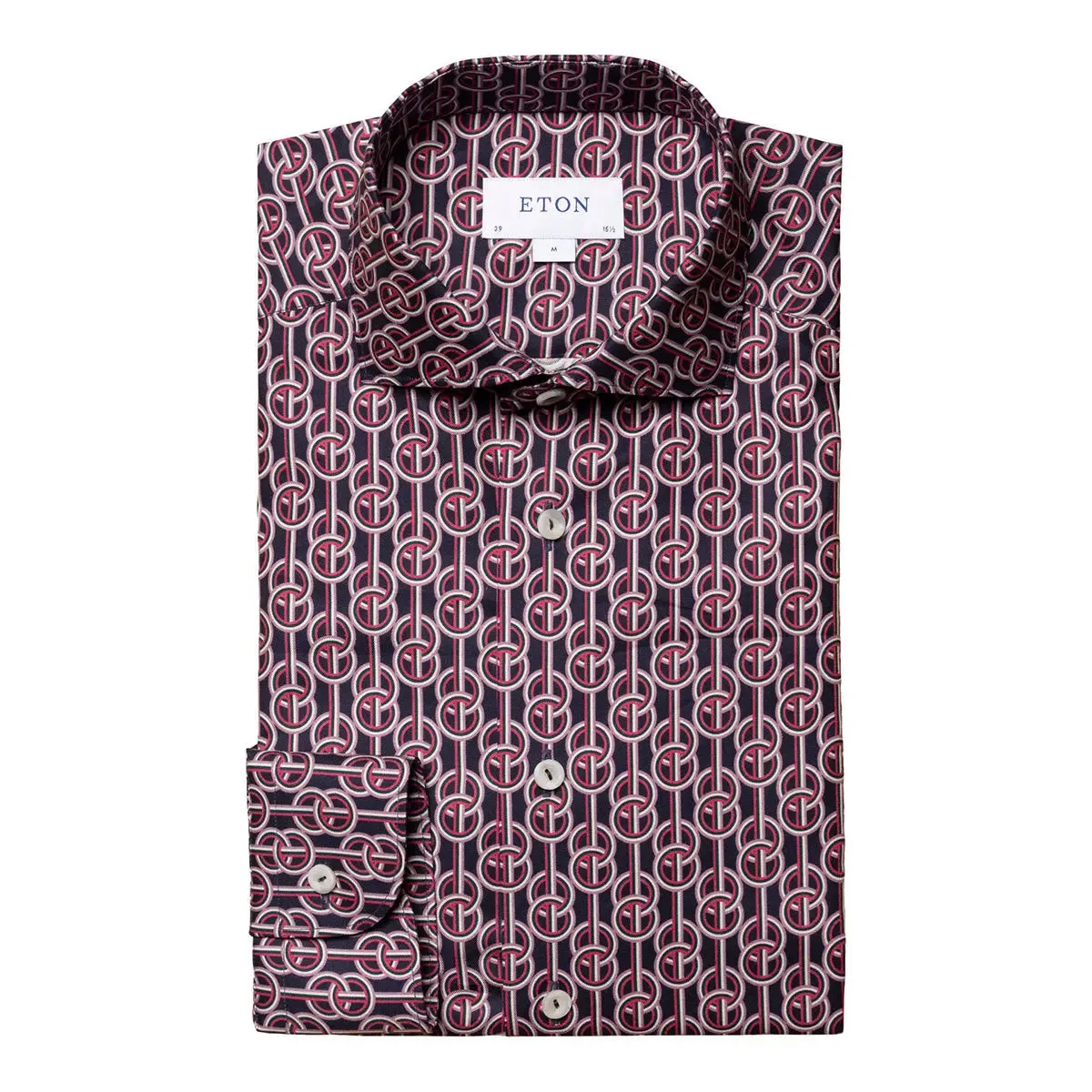 Red & Navy Chain-link Contemporary Fit Shirt