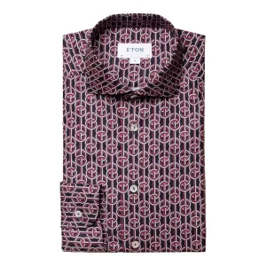 Red & Navy Chain-link Contemporary Fit Shirt