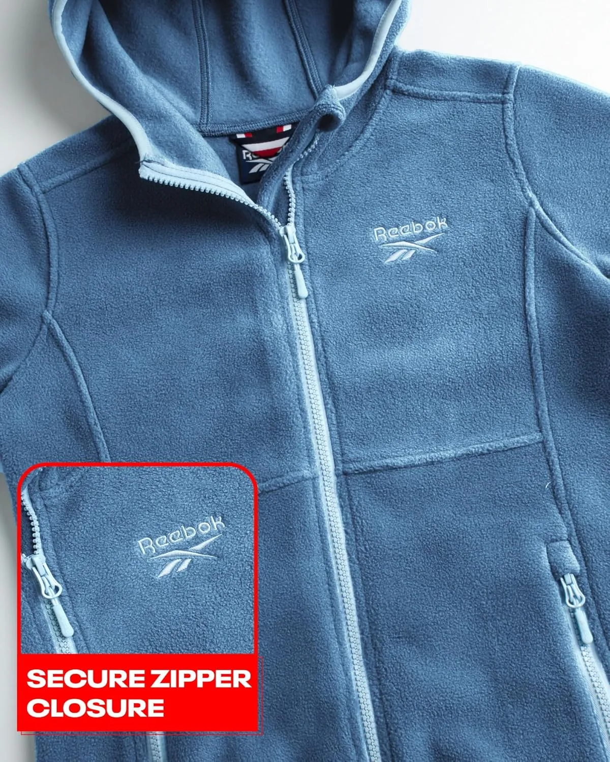 Reebok Girls' Fleece Jacket - Lightweight Polar Fleece Hoodie Sweatshirt Zip Up Jacket for Girls (Sizes: 4-16)
