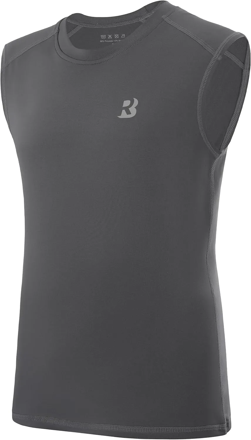 Roadbox Boys Youth Sleeveless Compression Shirt, Quick Dry Kids Undershirt, Athletic Soft Tank Tops Sport Shirts Basketball