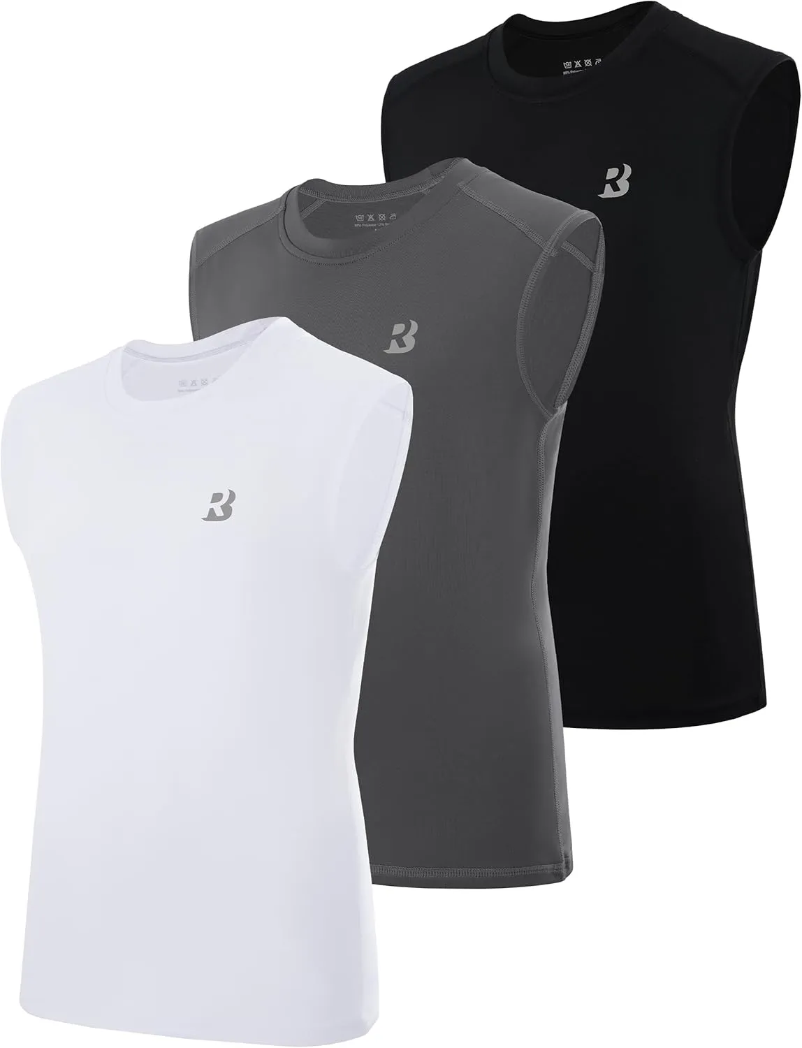 Roadbox Boys Youth Sleeveless Compression Shirt, Quick Dry Kids Undershirt, Athletic Soft Tank Tops Sport Shirts Basketball