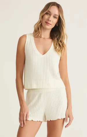 Sloane V-Neck Rib Tank in Bone