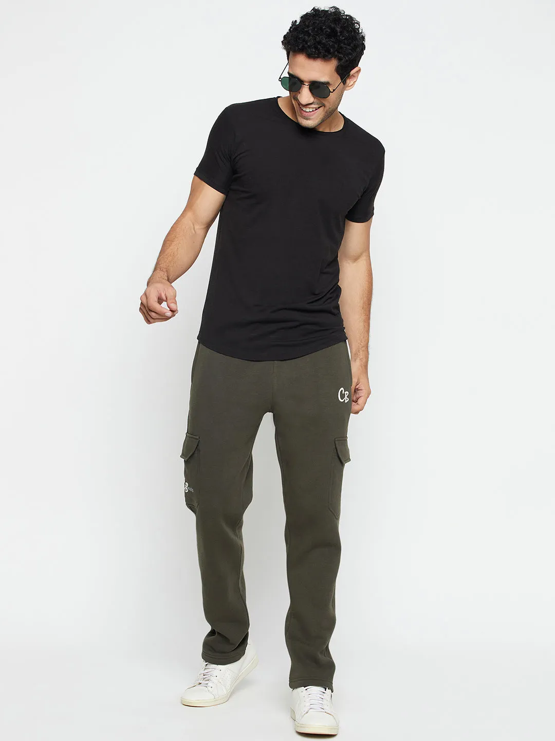Solid Olive Full Length Track Pant for Men