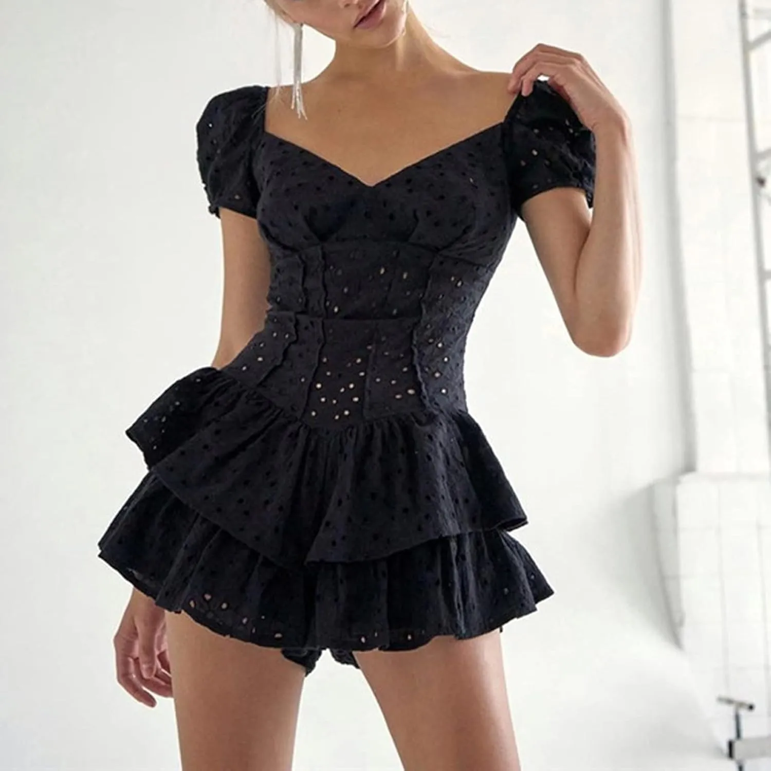 SOLILOQUY Women's Y2K Floral Print Dress Sleeveless Backless V-Neck Short Dress Beach Dress Sundress