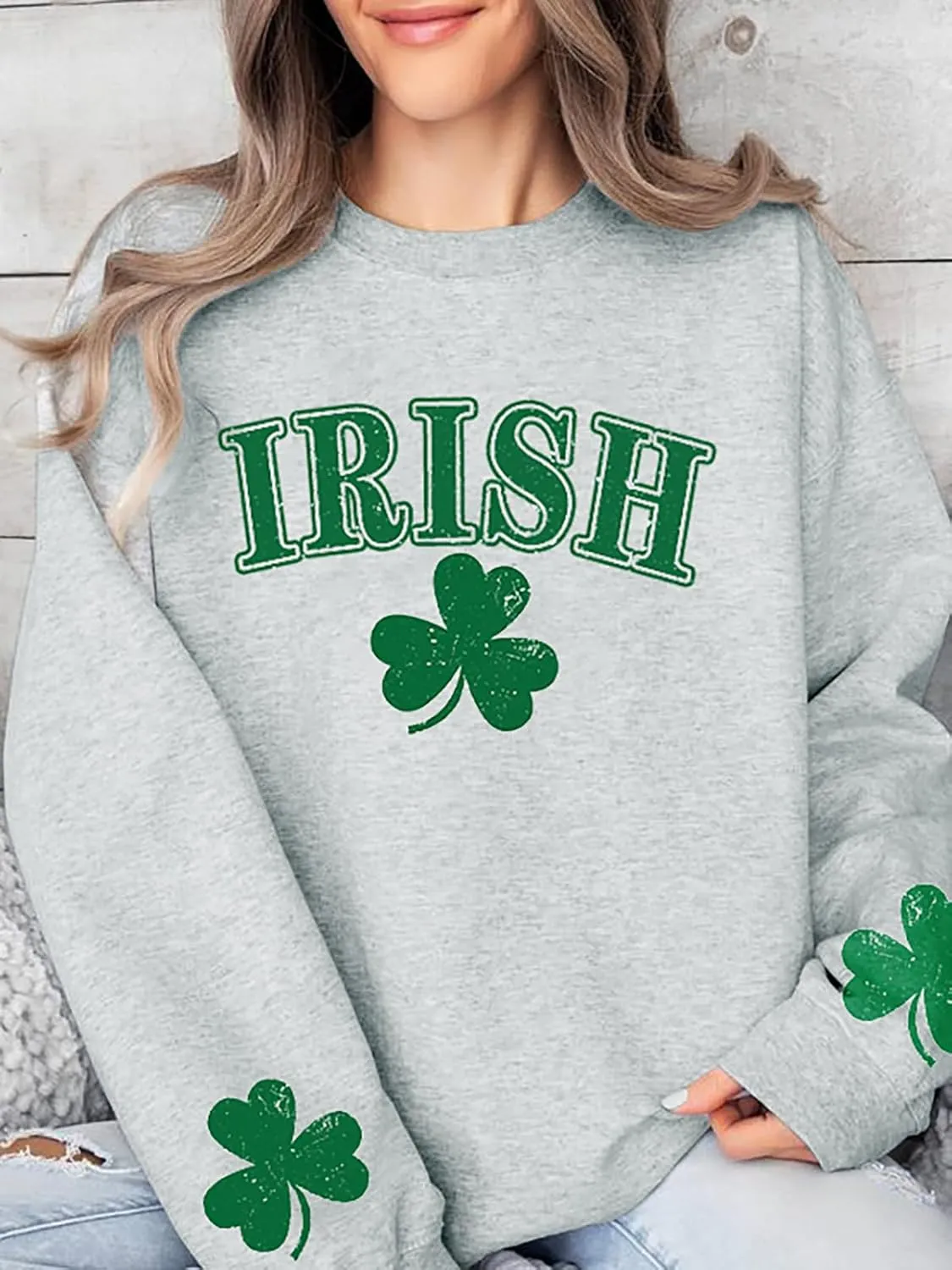 St Patricks Day Sweatshirt Women Long Sleeve St Pattys Shirt Funny Irish Shamrock Graphic Pullover Top