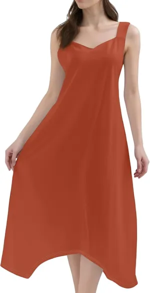 Summer Dresses for Women 2025 Casual Fashion Round Neck Sleeveless Solid Irregular Hem Midi Dress