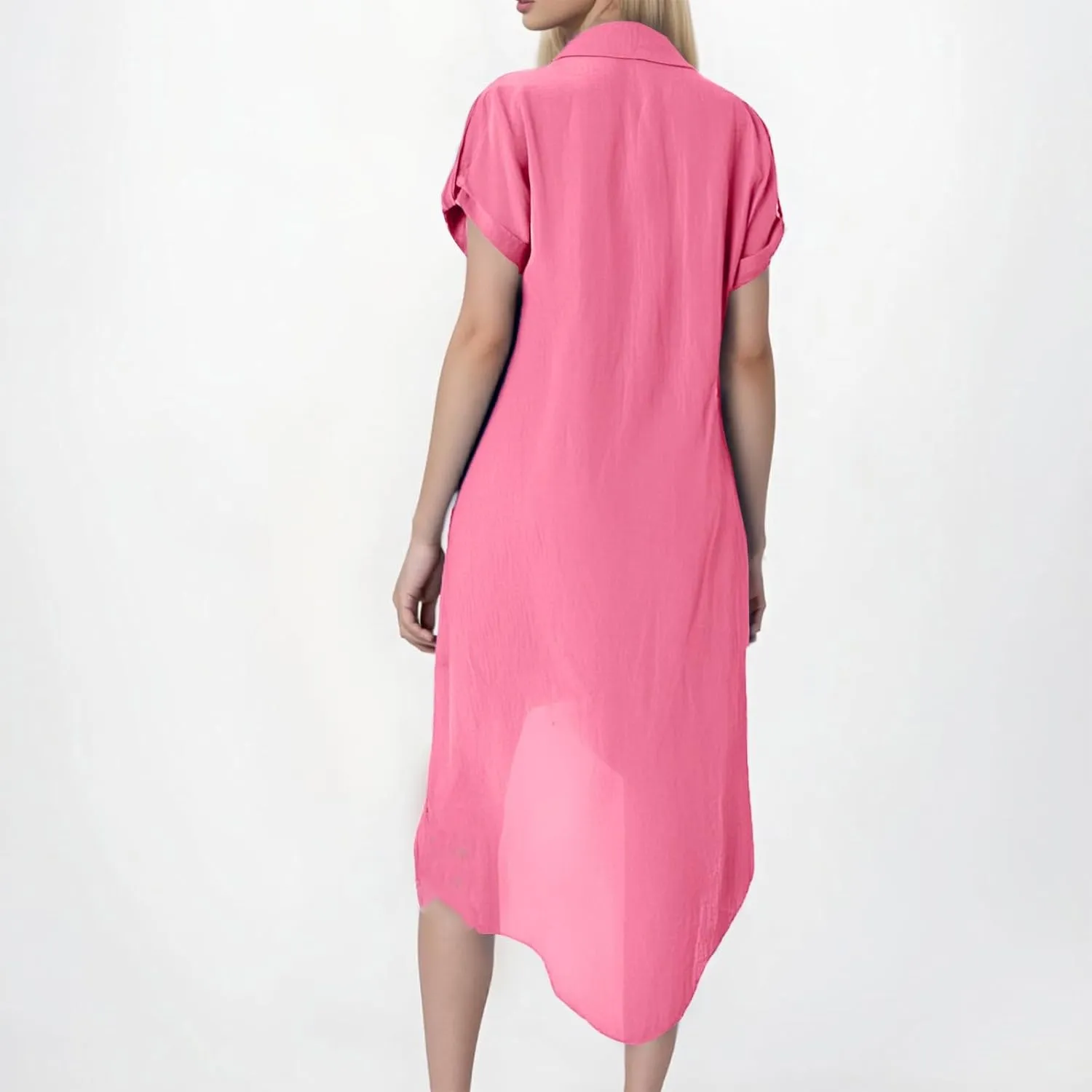 Summer Dresses for Women 2025 Fashion Loose Temperament Casual Solid Color Button Mid-Length Dress