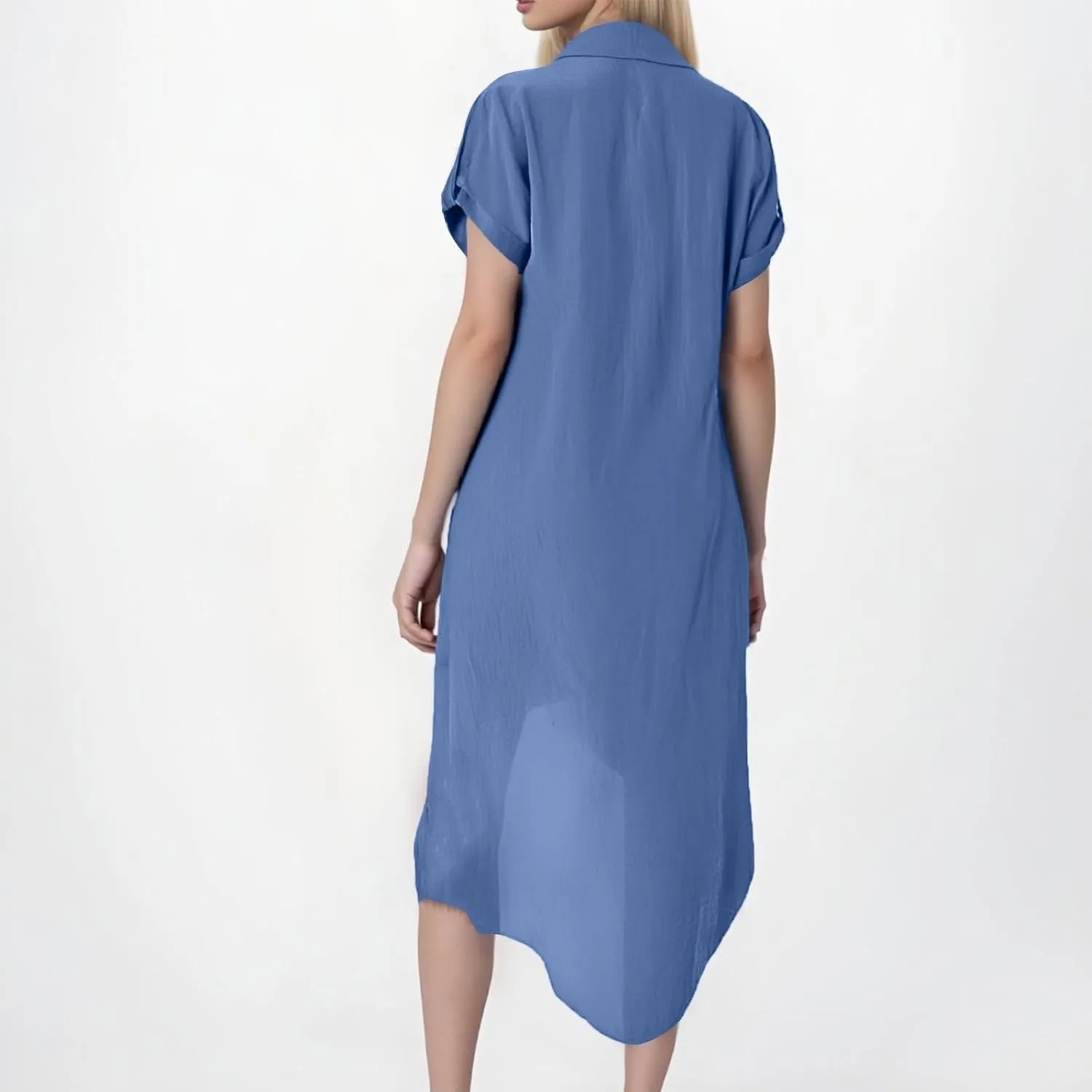 Summer Dresses for Women 2025 Fashion Loose Temperament Casual Solid Color Button Mid-Length Dress