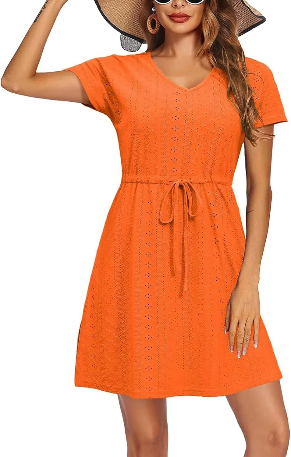 Summer Dresses for Women 2025 Floral Wrap V Neck Puff Short Sleeve Ruffle Beach Resort Short Mini Dresses