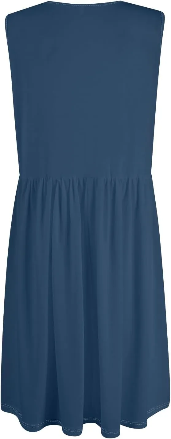 Summer Dresses for Women Loose Sundresses printedCasual Tshirt Tank Dresses Beach Sleeveless Mini Dress with Pockets