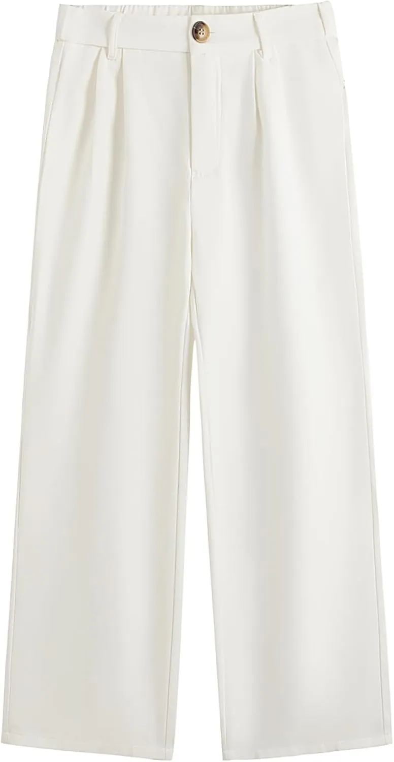 SweatyRocks Girl's Elastic High Waist Wide Leg Pants Loose Long Trousers