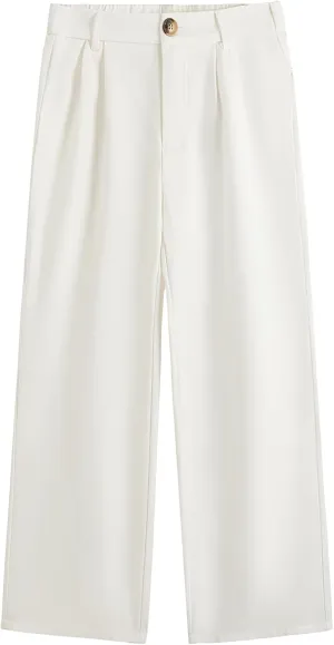 SweatyRocks Girl's Elastic High Waist Wide Leg Pants Loose Long Trousers