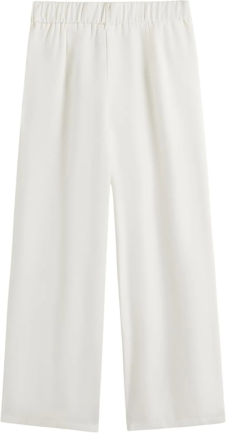 SweatyRocks Girl's Elastic High Waist Wide Leg Pants Loose Long Trousers