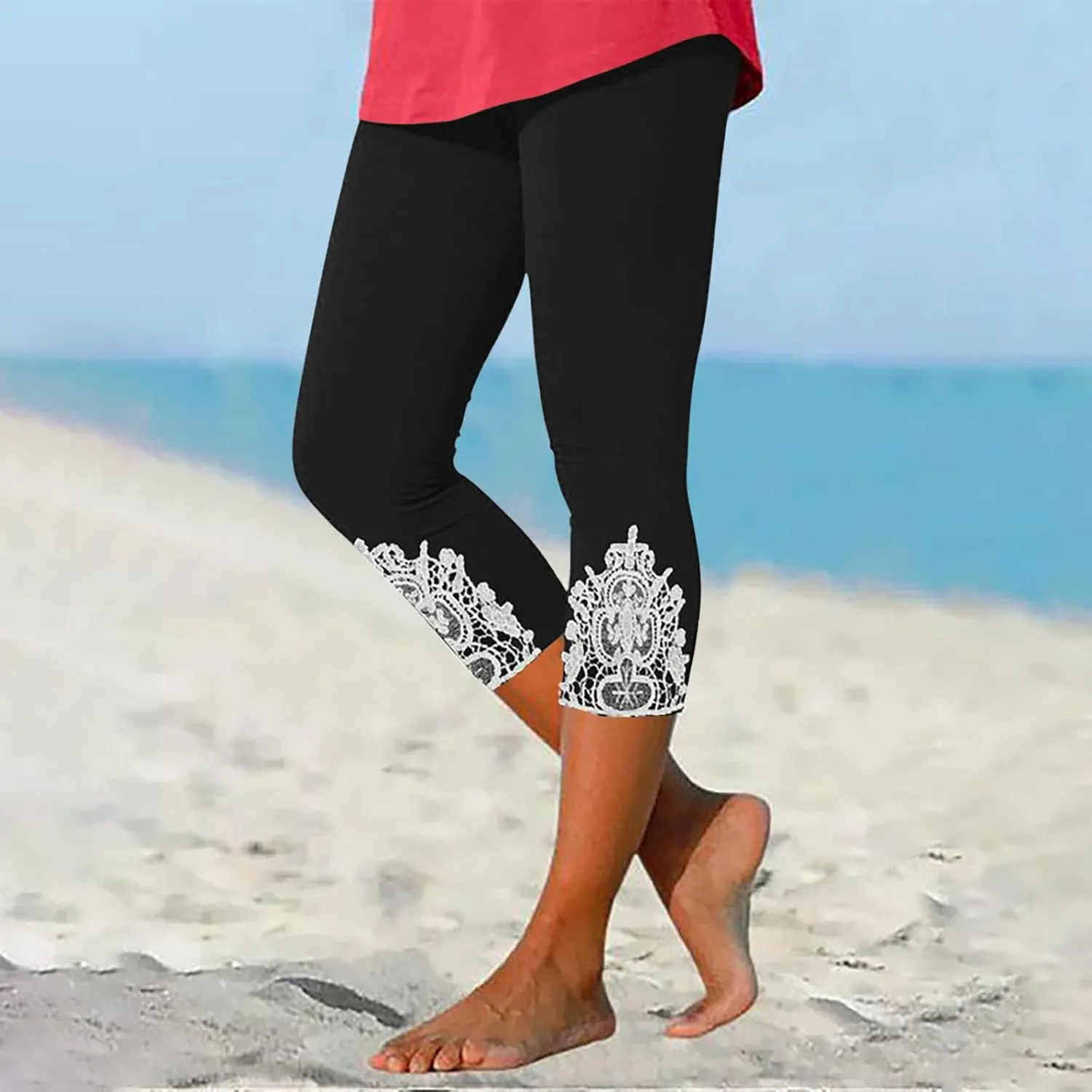 TARIENDY Capri Leggings for Women 2025 Trendy High Waist Workout Pants Tummy Control Loose Comfy Yoga Sweatpants Trouser