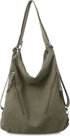 Teclado Canvas Backpack Casual Crossbody Bag Shoulder Bag 16.1 Inch Bookbags Lightweight Handbag Tote Bag Travel Daypacks (Army Green)
