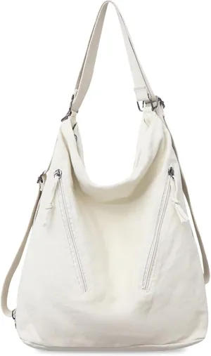 Teclado Canvas Backpack Casual Crossbody Bag Shoulder Bag 16.1 Inch Bookbags Lightweight Handbag Tote Bag Travel Daypacks (White)