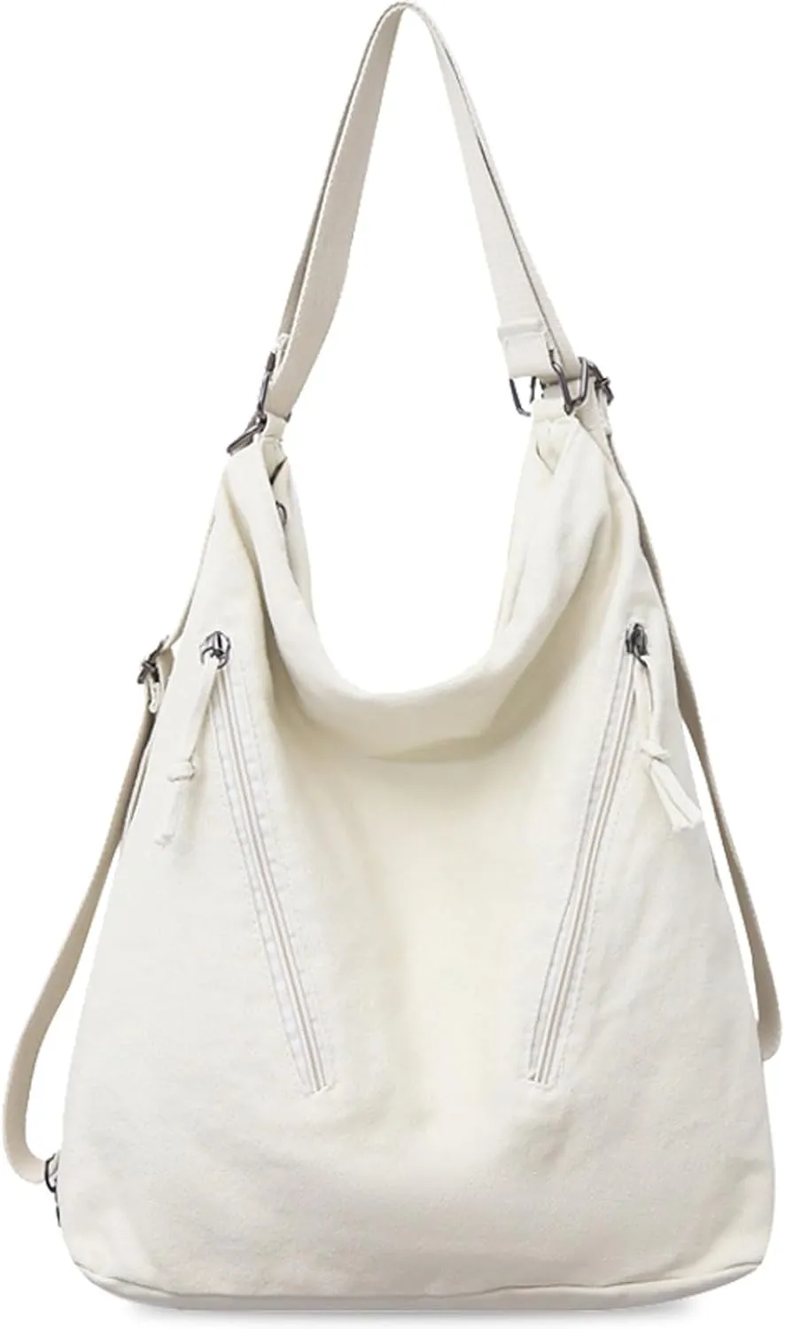 Teclado Canvas Backpack Casual Crossbody Bag Shoulder Bag 16.1 Inch Bookbags Lightweight Handbag Tote Bag Travel Daypacks (White)