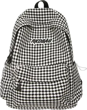 Teclado Casual Backpack Houndstooth Style Cute Bookbags Lightweight Laptop Bag Travel Daypacks (Black)