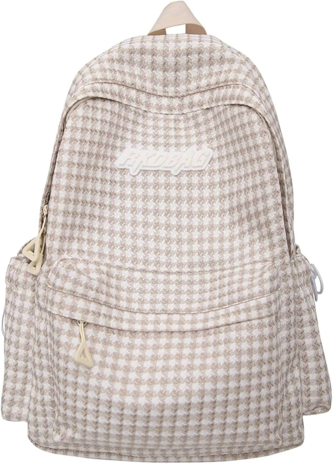 Teclado Casual Backpack Houndstooth Style Cute Bookbags Lightweight Laptop Bag Travel Daypacks (Khaki)
