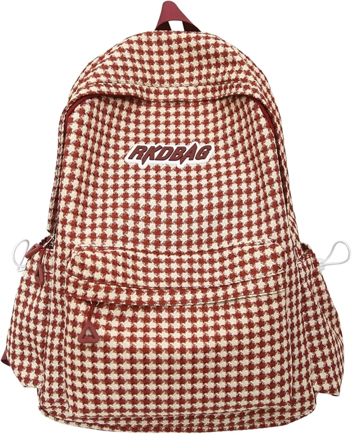 Teclado Casual Backpack Houndstooth Style Cute Bookbags Lightweight Laptop Bag Travel Daypacks (Red)