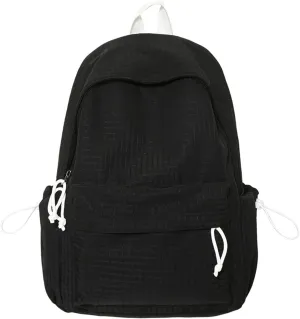 Teclado Casual Backpack Nylon Checkered Bookbags Lightweight Laptop Bag Travel Daypacks (Black)