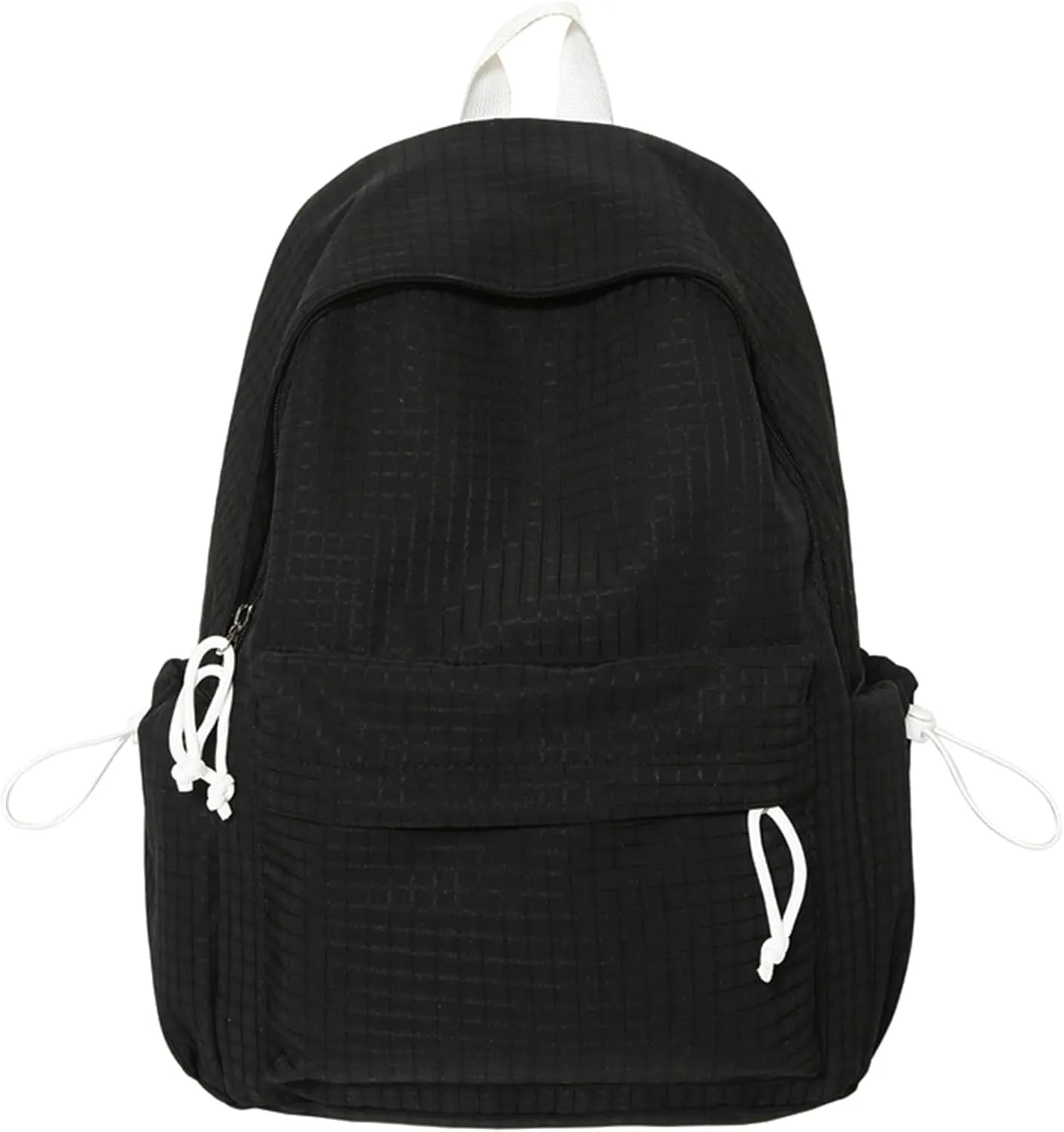 Teclado Casual Backpack Nylon Checkered Bookbags Lightweight Laptop Bag Travel Daypacks (Black)