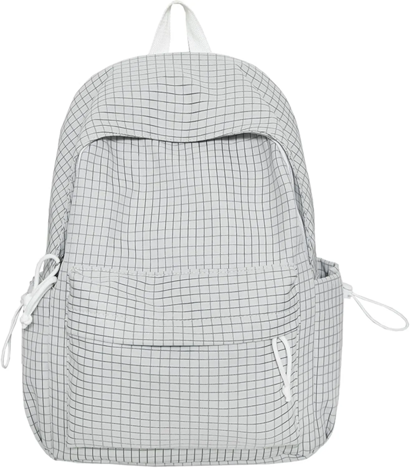 Teclado Casual Backpack Nylon Checkered Bookbags Lightweight Laptop Bag Travel Daypacks (Grey)