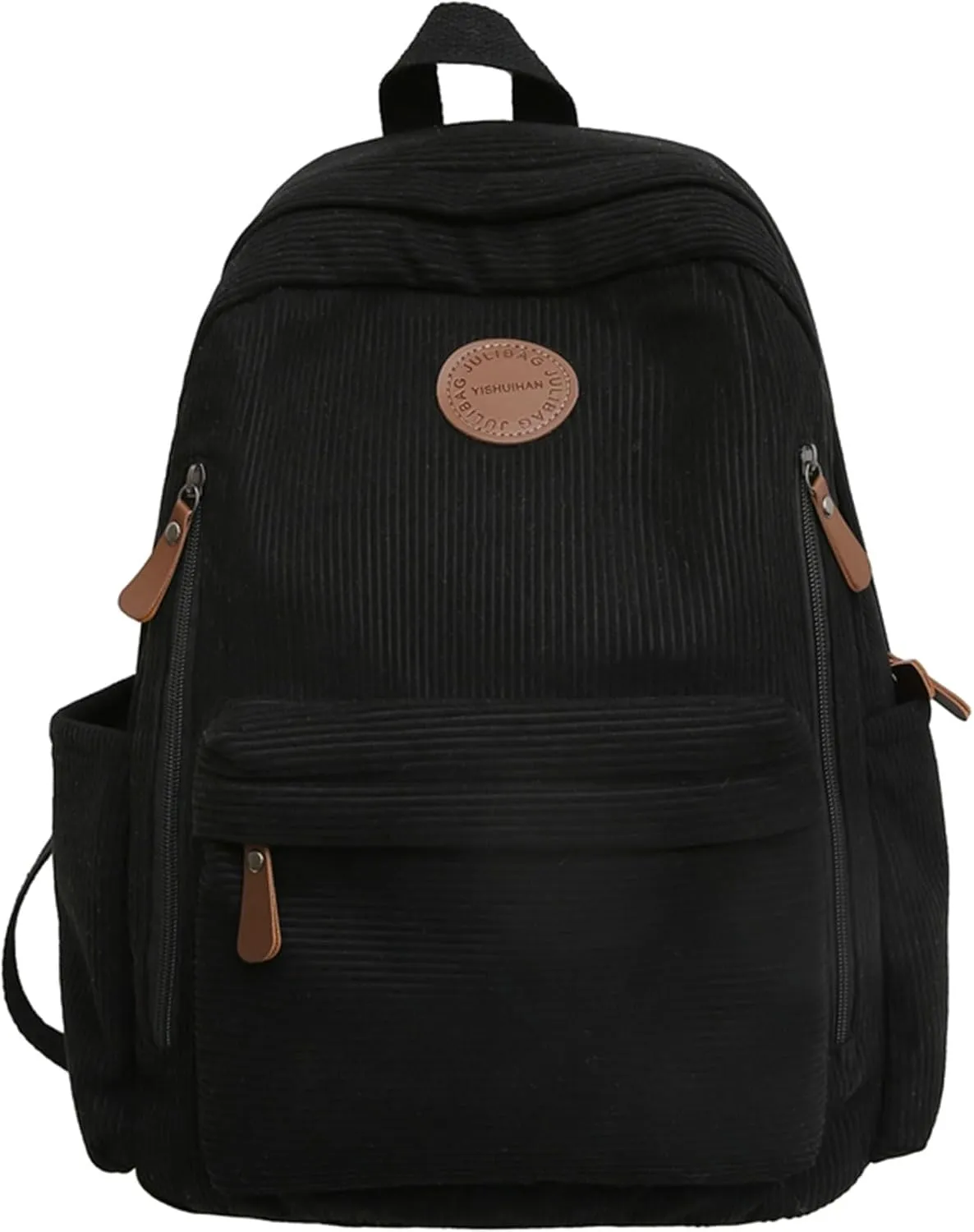 Teclado Fashion Backpack Corduroy Casual Bookbags Lightweight Laptop Bag Travel Daypacks (Black)