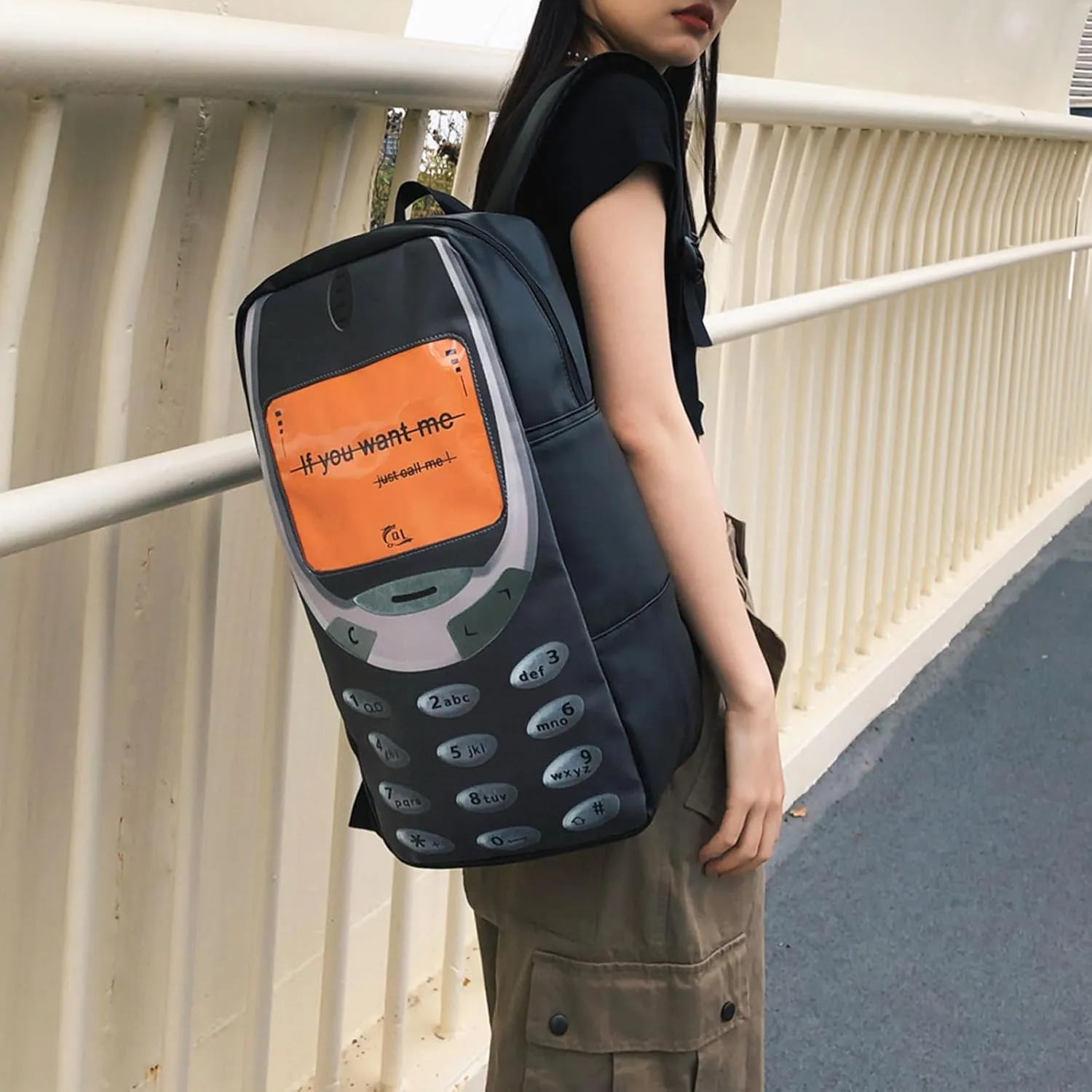 Teclado Fashion Backpack Personality Spoof Mobile Phone Style Casual Vintage Bookbags Lightweight Travel Daypacks (Black)