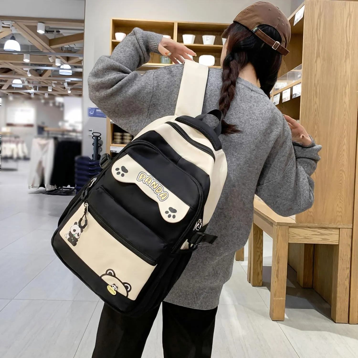 Teclado Kawaii Backpack 18.1 Inch Cute Bookbags Lightweight Laptop Bag Casual Travel Daypacks (Black)